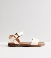 New Look Off White Quilted 2 Part Buckle Sandals